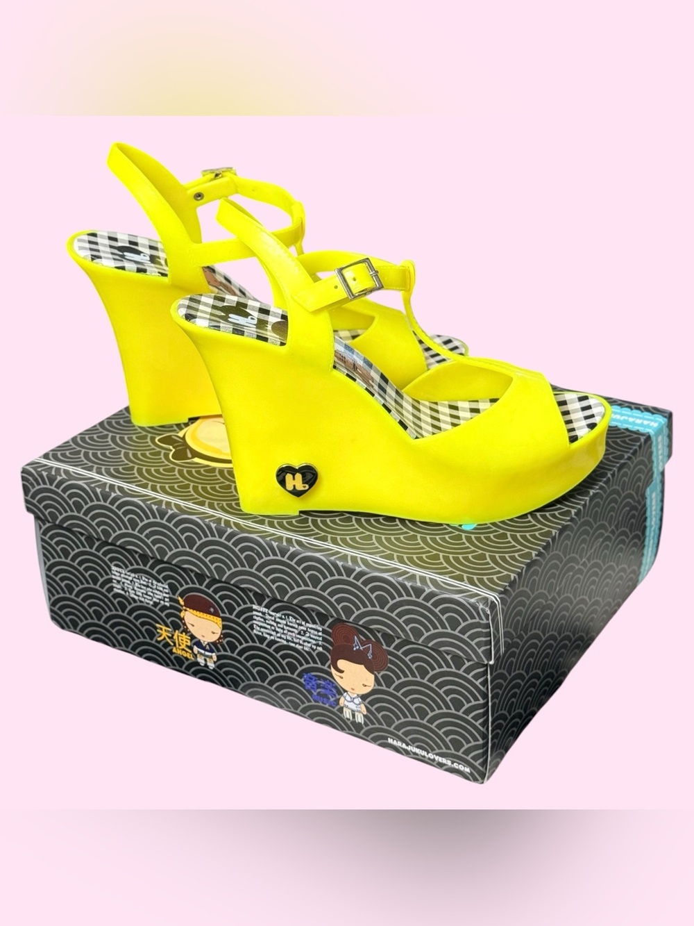 Harajuku Lovers Quin Yellow Wedge Sandals Womens 7 Gwen Stefani Y2K